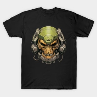 Space Doom Marine Classic Game Cyberpunk Skull T-Shirt